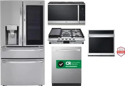 5 Piece Package Includes Refrigerator, Cooktop, Wall Oven, Microwave And Dishwasher