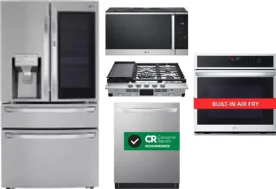 5 Piece Package Includes Refrigerator, Cooktop, Wall Oven, Microwave And Dishwasher