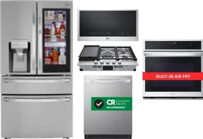 5 Piece Package Includes Refrigerator, Cooktop, Wall Oven, Microwave And Dishwasher