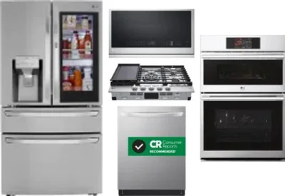 5 Piece Package Includes Refrigerator, Cooktop, Wall Oven, Microwave And Dishwasher
