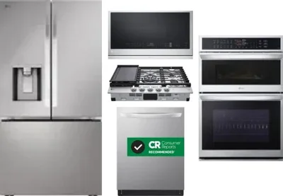 5 Piece Package Includes Refrigerator, Cooktop, Wall Oven, Microwave And Dishwasher