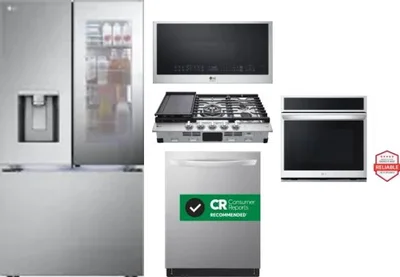 5 Piece Package Includes Refrigerator, Cooktop, Wall Oven, Microwave And Dishwasher