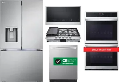 5 Piece Package Includes Refrigerator, Cooktop, Wall Oven, Microwave And Dishwasher