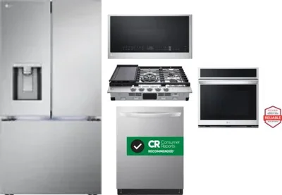 5 Piece Package Includes Refrigerator, Cooktop, Wall Oven, Microwave And Dishwasher