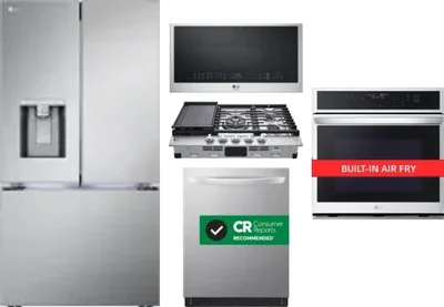 5 Piece Package Includes Refrigerator, Cooktop, Wall Oven, Microwave And Dishwasher