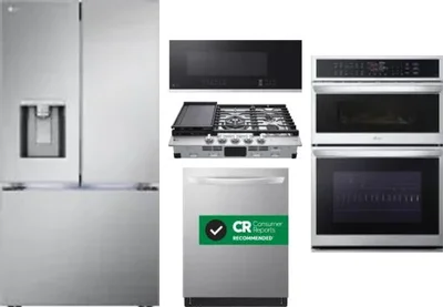5 Piece Package Includes Refrigerator, Cooktop, Wall Oven, Microwave And Dishwasher