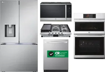 5 Piece Package Includes Refrigerator, Cooktop, Wall Oven, Microwave And Dishwasher