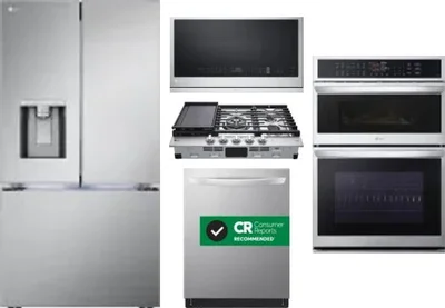 5 Piece Package Includes Refrigerator, Cooktop, Wall Oven, Microwave And Dishwasher