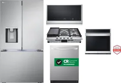 5 Piece Package Includes Refrigerator, Cooktop, Wall Oven, Microwave And Dishwasher
