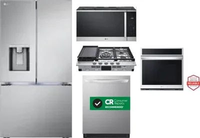 5 Piece Package Includes Refrigerator, Cooktop, Wall Oven, Microwave And Dishwasher