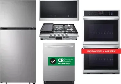 5 Piece Package Includes Refrigerator, Cooktop, Wall Oven, Microwave And Dishwasher