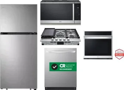 5 Piece Package Includes Refrigerator, Cooktop, Wall Oven, Microwave And Dishwasher
