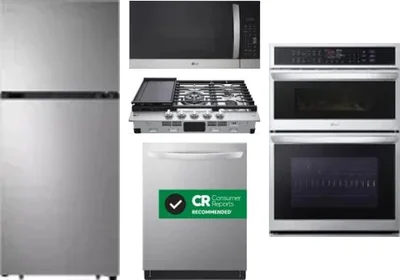 5 Piece Package Includes Refrigerator, Cooktop, Wall Oven, Microwave And Dishwasher