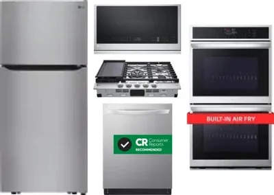 5 Piece Package Includes Refrigerator, Cooktop, Wall Oven, Microwave And Dishwasher
