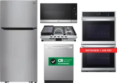 5 Piece Package Includes Refrigerator, Cooktop, Wall Oven, Microwave And Dishwasher