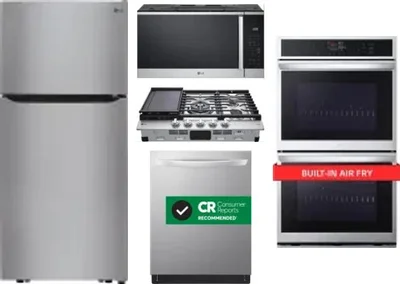 5 Piece Package Includes Refrigerator, Cooktop, Wall Oven, Microwave And Dishwasher