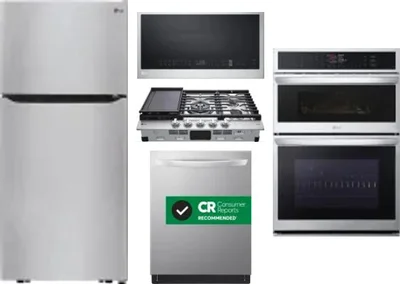 5 Piece Package Includes Refrigerator, Cooktop, Wall Oven, Microwave And Dishwasher