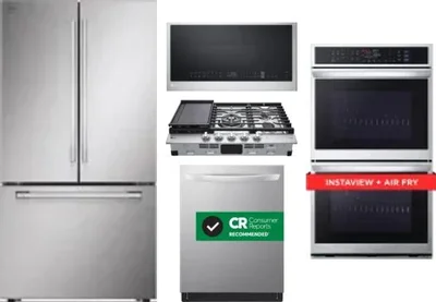 5 Piece Package Includes Refrigerator, Cooktop, Wall Oven, Microwave And Dishwasher