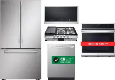 5 Piece Package Includes Refrigerator, Cooktop, Wall Oven, Microwave And Dishwasher