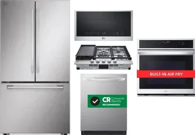 5 Piece Package Includes Refrigerator, Cooktop, Wall Oven, Microwave And Dishwasher