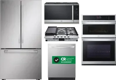 5 Piece Package Includes Refrigerator, Cooktop, Wall Oven, Microwave And Dishwasher