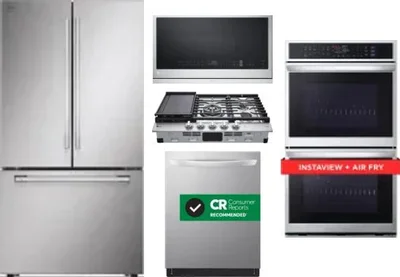 5 Piece Package Includes Refrigerator, Cooktop, Wall Oven, Microwave And Dishwasher