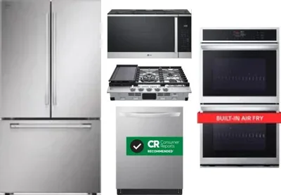 5 Piece Package Includes Refrigerator, Cooktop, Wall Oven, Microwave And Dishwasher