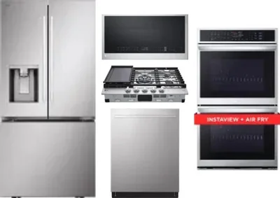 5 Piece Package Includes Refrigerator, Cooktop, Wall Oven, Microwave And Dishwasher