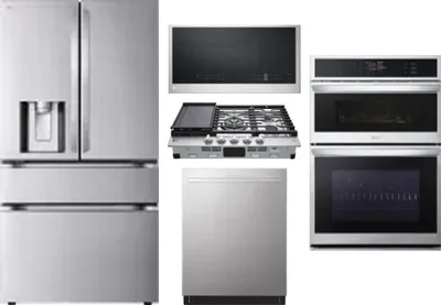 5 Piece Package Includes Refrigerator, Cooktop, Wall Oven, Microwave And Dishwasher