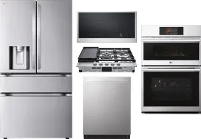 5 Piece Package Includes Refrigerator, Cooktop, Wall Oven, Microwave And Dishwasher