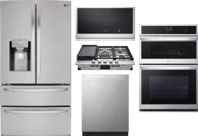5 Piece Package Includes Refrigerator, Cooktop, Wall Oven, Microwave And Dishwasher