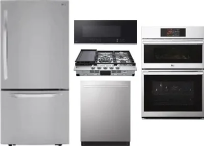 5 Piece Package Includes Refrigerator, Cooktop, Wall Oven, Microwave And Dishwasher