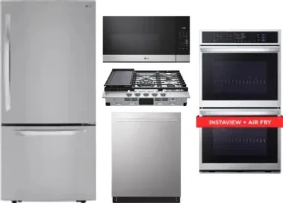 5 Piece Package Includes Refrigerator, Cooktop, Wall Oven, Microwave And Dishwasher