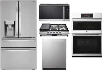 5 Piece Package Includes Refrigerator, Cooktop, Wall Oven, Microwave And Dishwasher