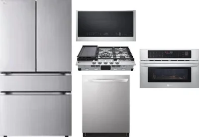 5 Piece Package Includes Refrigerator, Cooktop, Wall Oven, Microwave And Dishwasher
