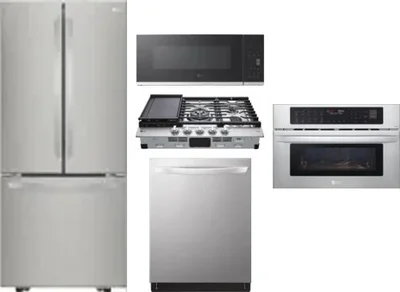 5 Piece Package Includes Refrigerator, Cooktop, Wall Oven, Microwave And Dishwasher