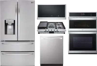 5 Piece Package Includes Refrigerator, Cooktop, Wall Oven, Microwave And Dishwasher