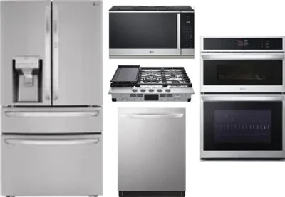 5 Piece Package Includes Refrigerator, Cooktop, Wall Oven, Microwave And Dishwasher
