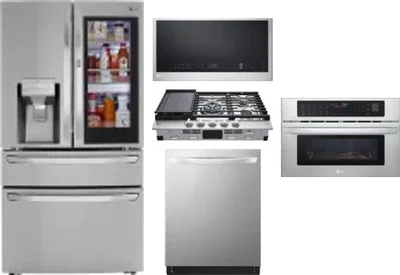 5 Piece Package Includes Refrigerator, Cooktop, Wall Oven, Microwave And Dishwasher