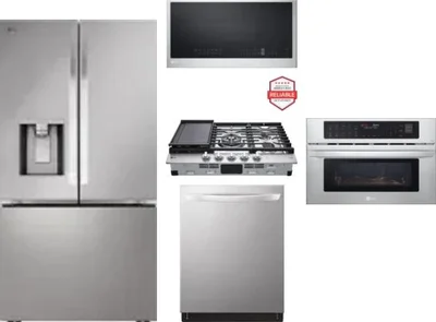 5 Piece Package Includes Refrigerator, Cooktop, Wall Oven, Microwave And Dishwasher