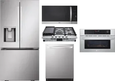 5 Piece Package Includes Refrigerator, Cooktop, Wall Oven, Microwave And Dishwasher