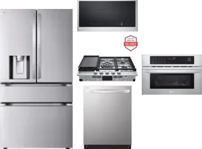 5 Piece Package Includes Refrigerator, Cooktop, Wall Oven, Microwave And Dishwasher