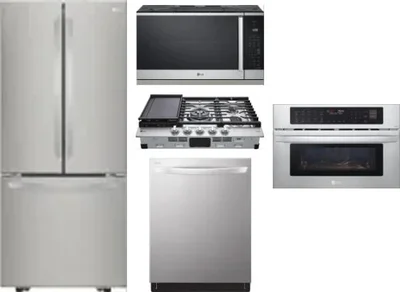 5 Piece Package Includes Refrigerator, Cooktop, Wall Oven, Microwave And Dishwasher