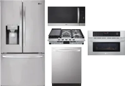 5 Piece Package Includes Refrigerator, Cooktop, Wall Oven, Microwave And Dishwasher
