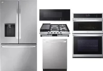 5 Piece Package Includes Refrigerator, Cooktop, Wall Oven, Microwave And Dishwasher