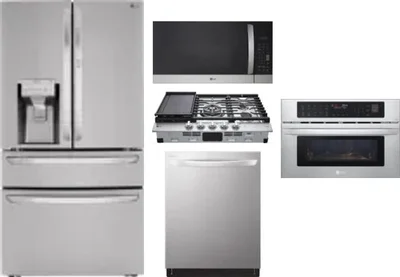 5 Piece Package Includes Refrigerator, Cooktop, Wall Oven, Microwave And Dishwasher