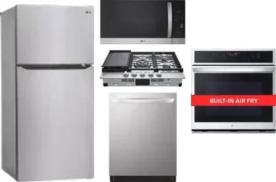 5 Piece Package Includes Refrigerator, Cooktop, Wall Oven, Microwave And Dishwasher