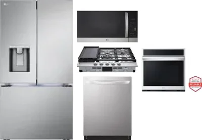5 Piece Package Includes Refrigerator, Cooktop, Wall Oven, Microwave And Dishwasher