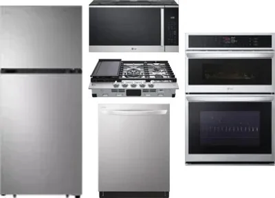 5 Piece Package Includes Refrigerator, Cooktop, Wall Oven, Microwave And Dishwasher