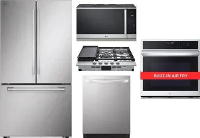 5 Piece Package Includes Refrigerator, Cooktop, Wall Oven, Microwave And Dishwasher